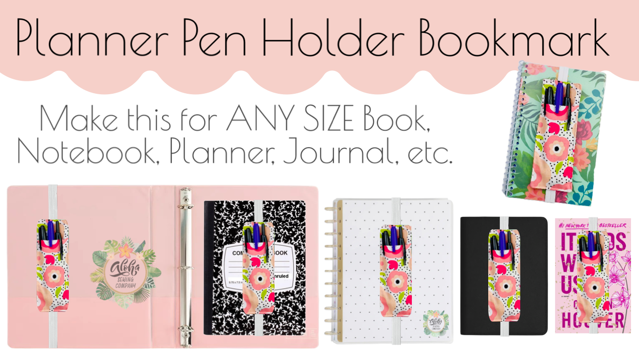 diy Fabric Pencil Holder Pouch Printable PDF Sewing Pattern for Books, planners, notebooks, composition books or binders by aloha sewing company