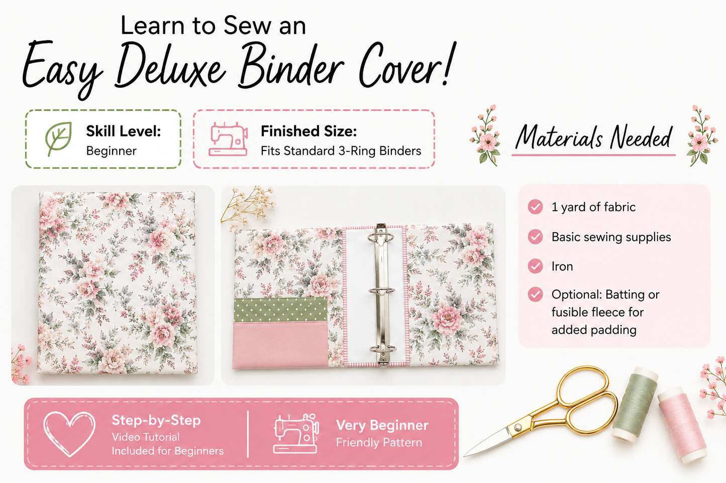 EASY Deluxe Binder Cover | PDF Sewing Pattern