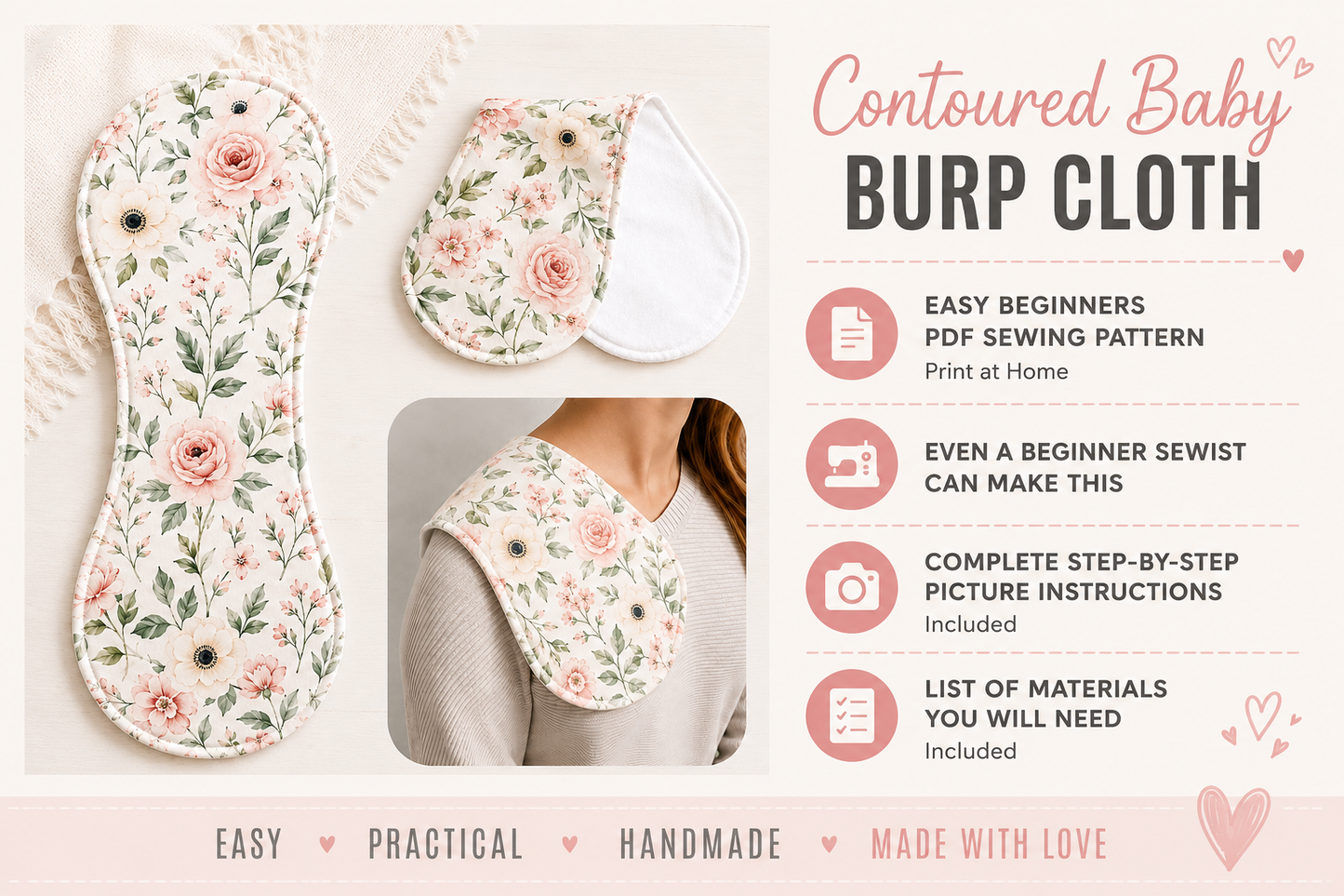 Countered Burp Cloth | PDF Sewing Pattern