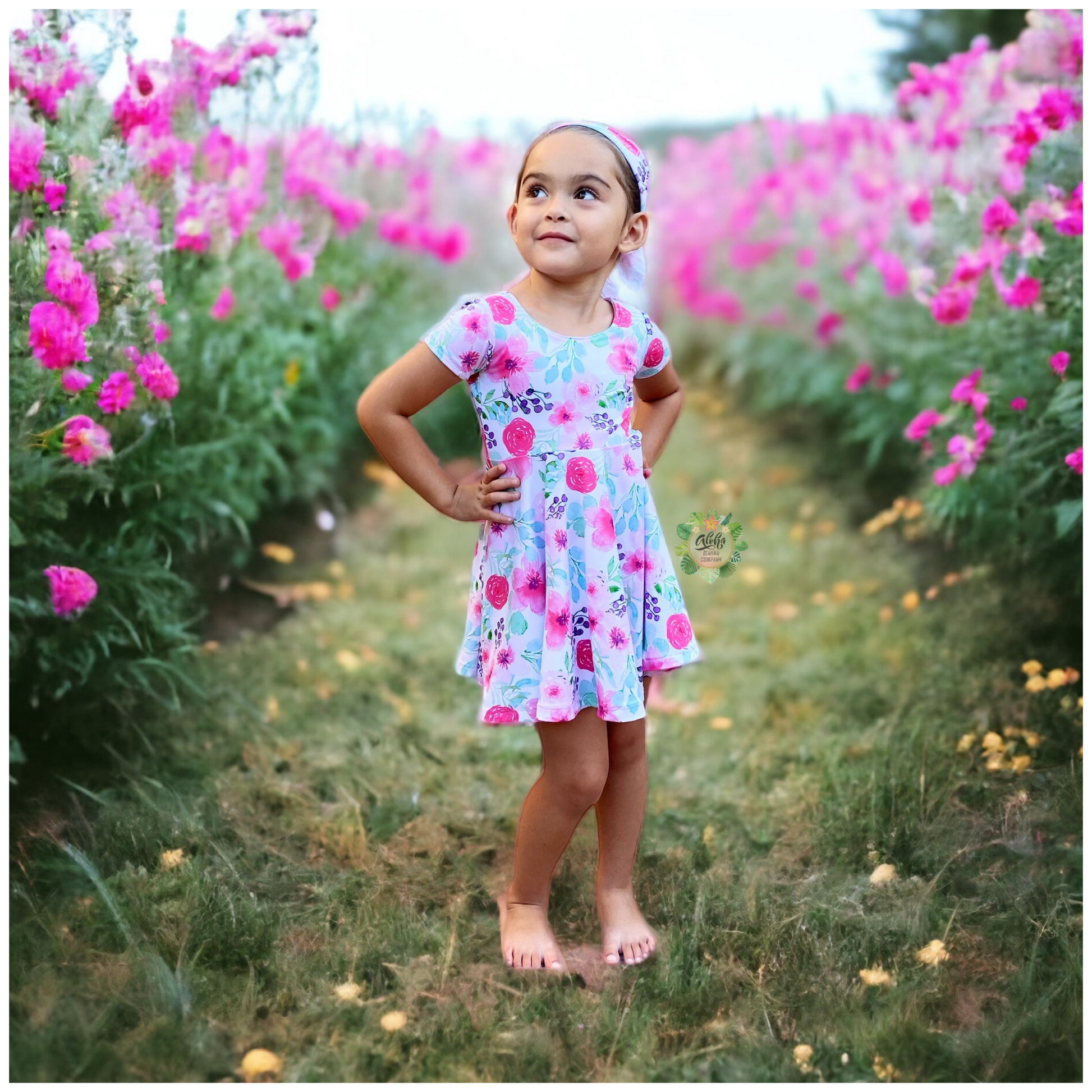 baby and girls tie back twirl dress sewing pattern for beginners with an open back that ties. Sew with a regular sewing machine or a serger!