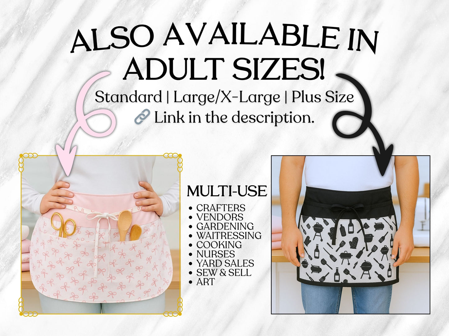 Easy Beginners Half Apron with Pockets | Toddler & Childrens Sizes