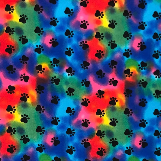 Tie Dye with Animal Paws | 100% Cotton Fabric