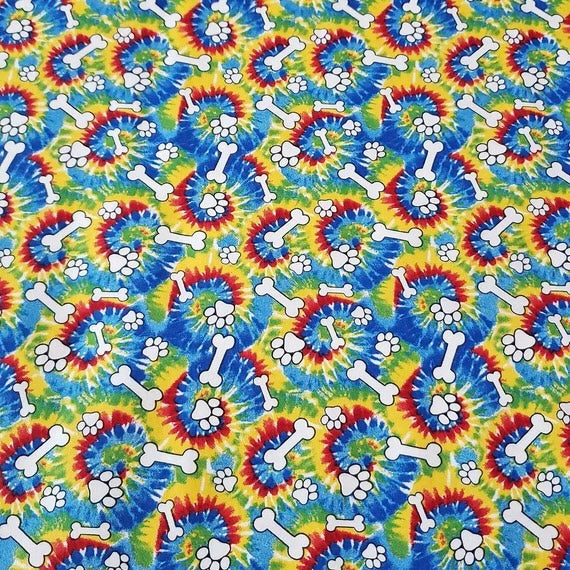 Tie Dye Dog Bones | 100% Cotton Fabric