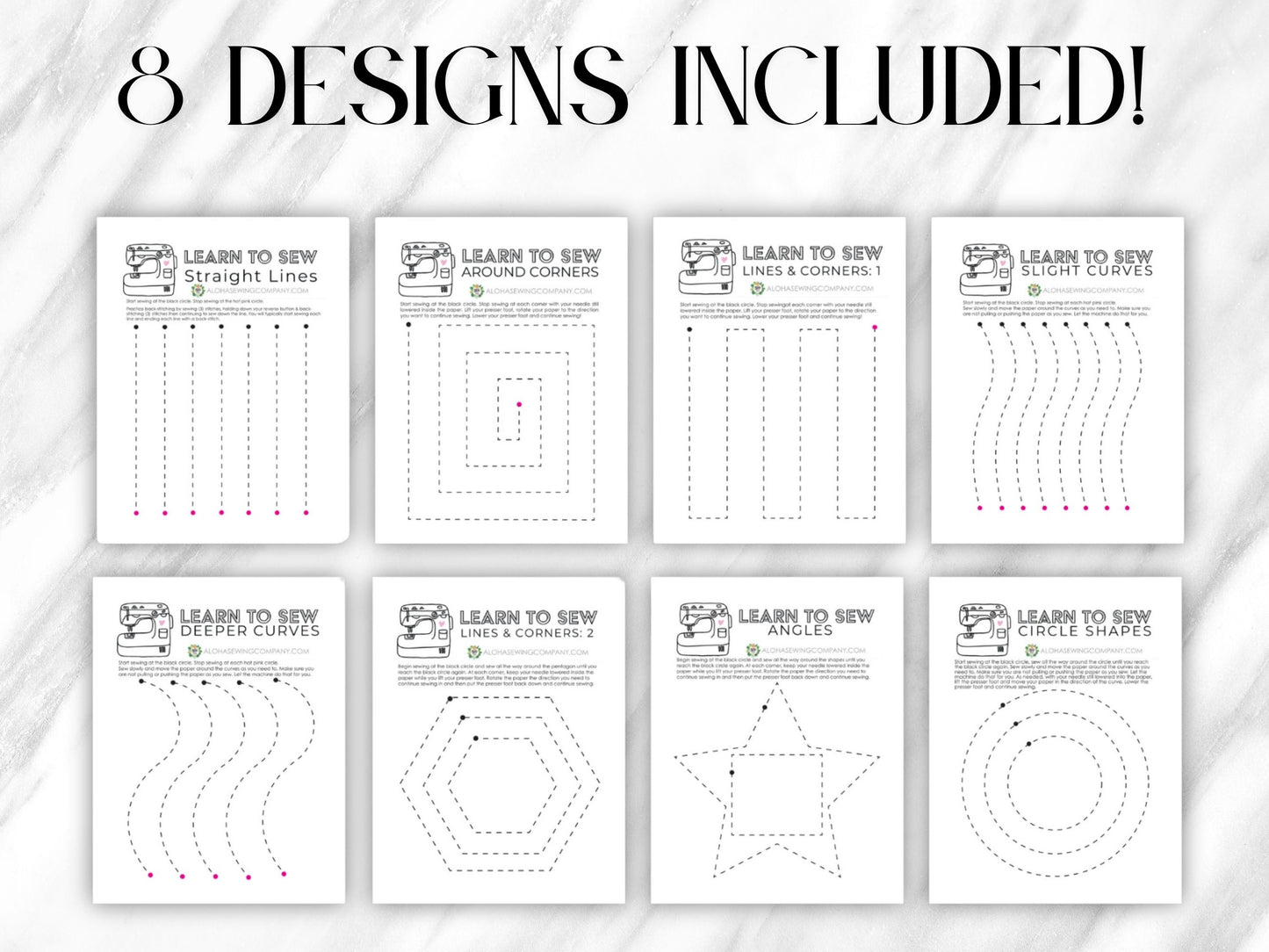 Printable sewing practice sheets for beginners – learn to sew straight lines, curves, and shapes using PDF worksheets and a sewing machine