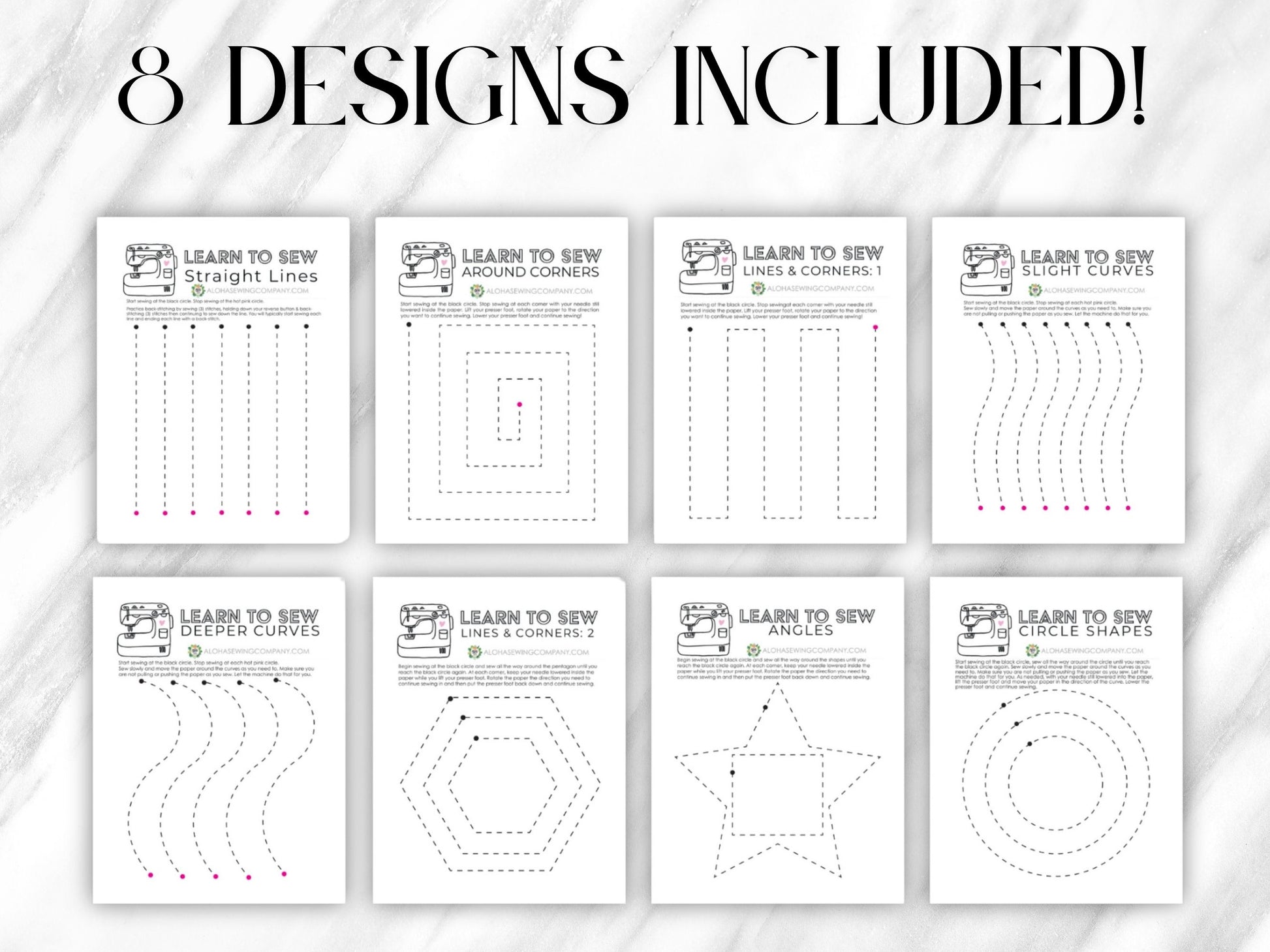 Printable sewing practice sheets for beginners – learn to sew straight lines, curves, and shapes using PDF worksheets and a sewing machine