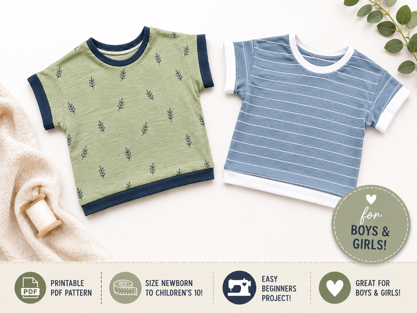 Baby & Kids Lounge Tee Shirt | PDF Sewing Pattern