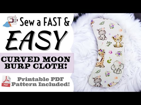 how to sew an easy diy baby burp cloth, curved moon burp cloth sewing patterns, aloha sewing company tutorial video