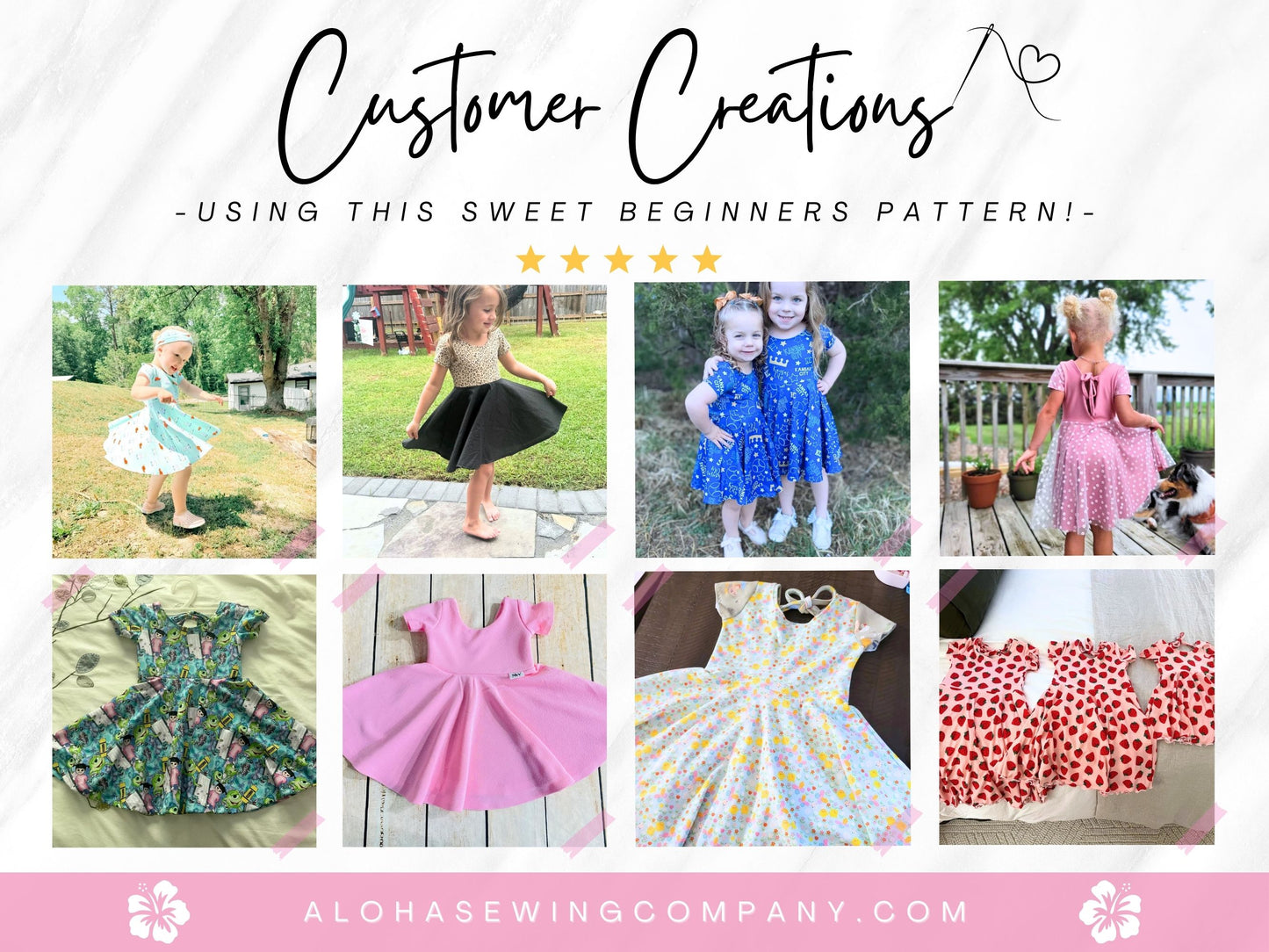 tie back sundress twirl dress sewing pattern for baby toddler and little girls, customer reviews aloha sewing company, printable pdf pattern, sew with a serger, sewing machine clothes sewing tutorials