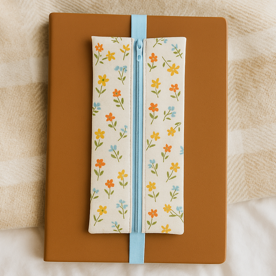 book lovers sewing pattern gift to sew and sell, easy and quick sewing projects, fast gifts to sew, beginner friendly, easy, zipper pencil pouch bookmark with elastic sewing pattern by aloha sewing company