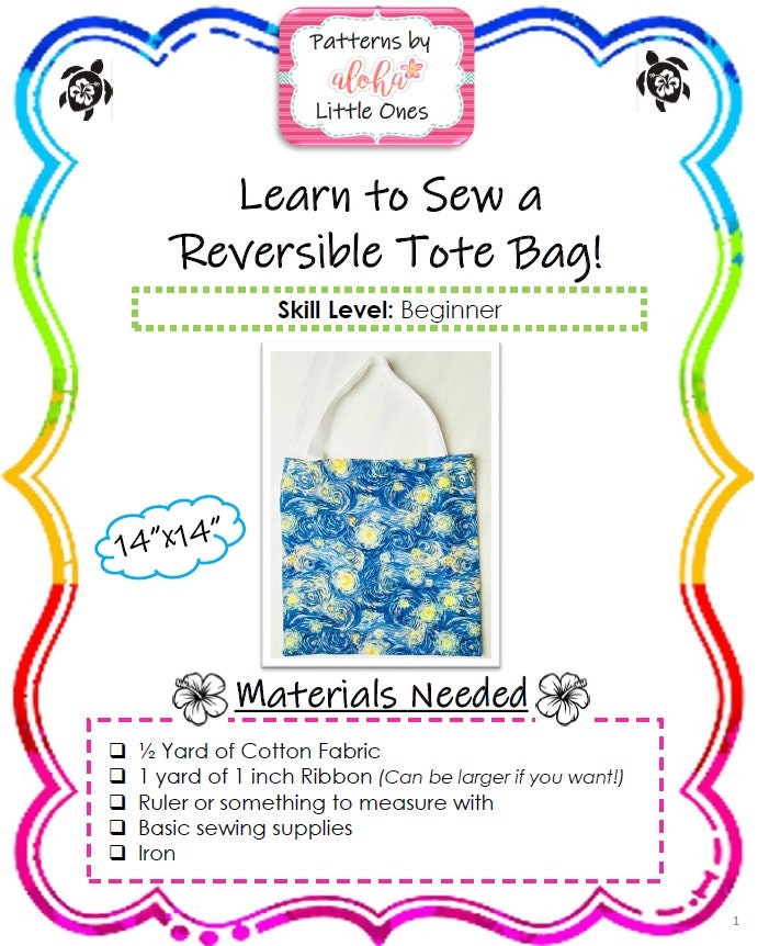 EASY Beginners Reversible Tote Bag
