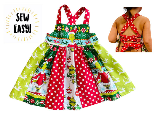 Adjustable Patchwork Apron Top Dress