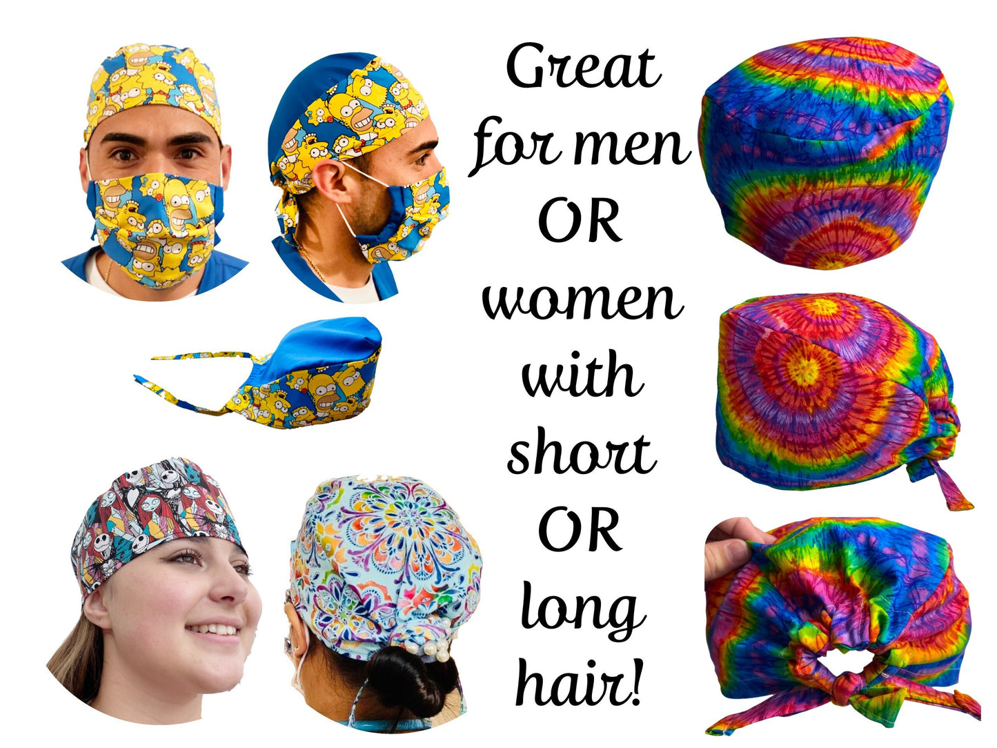 EASY Men or Womens Tie Back Drawstring Scrub Cap