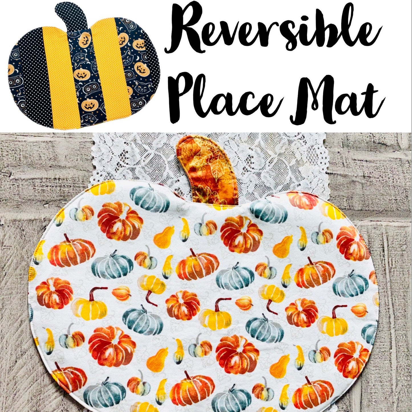 Reversible Pumpkin Table Place Mat