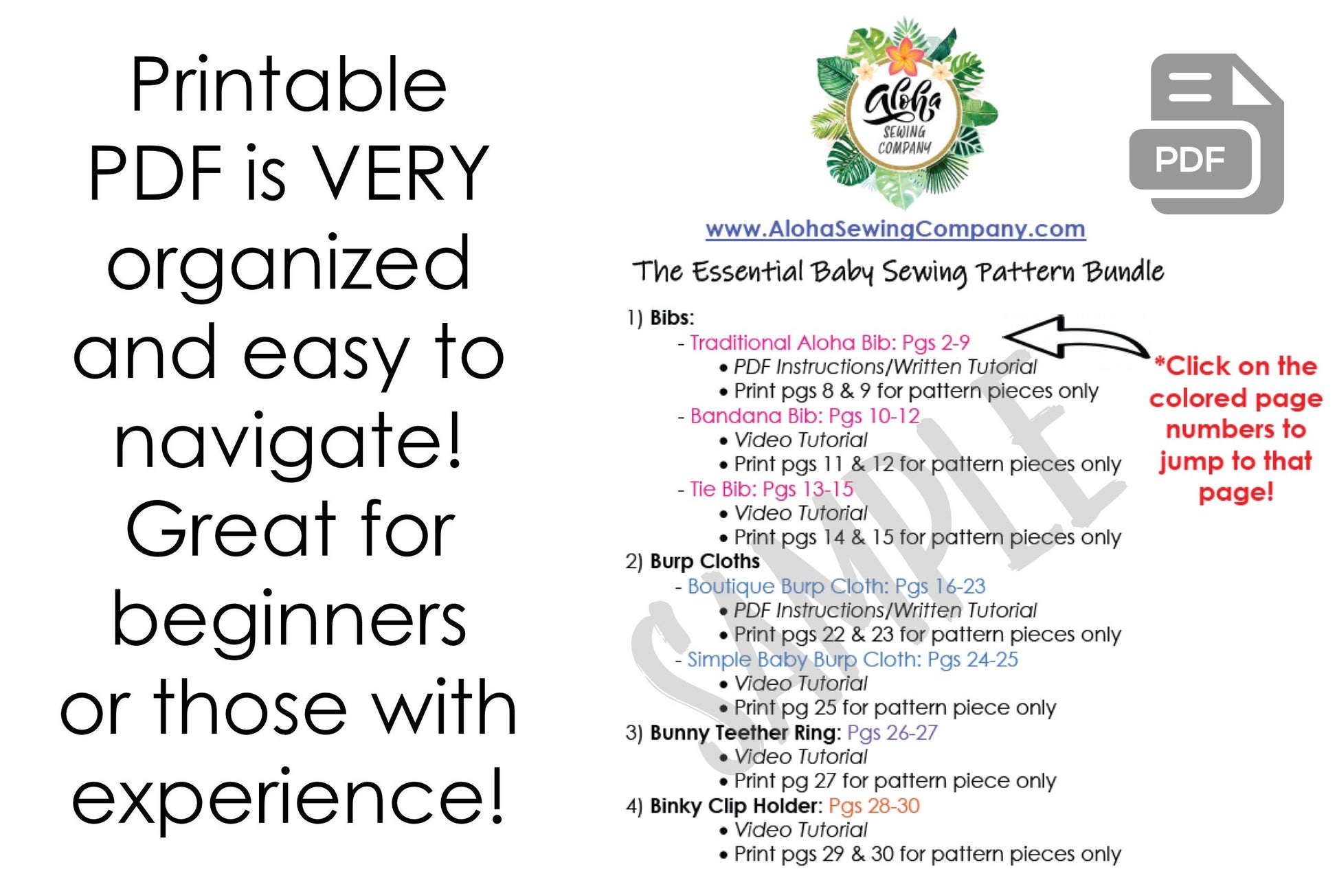 printable pdf sewing pattern for babies