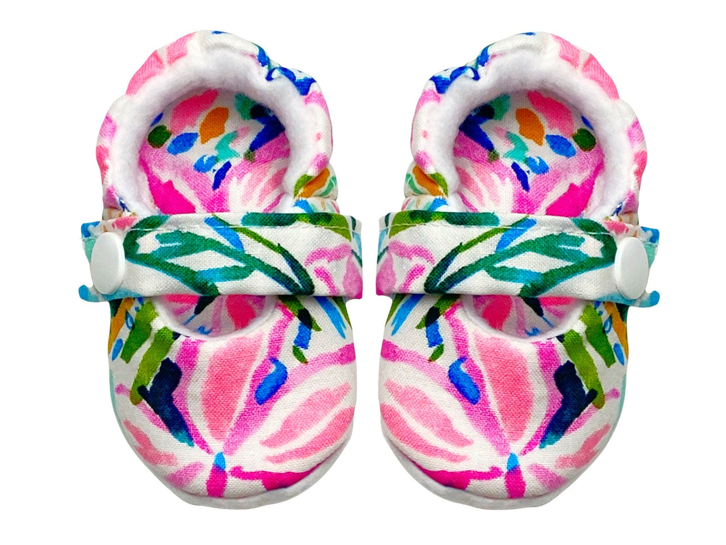 Fabric Mary Jane Shoes with Snaps Sewing Pattern PDF by Aloha Sewing Company, pink baby shoes for newborn girls, toddlers, toddler girl shoes sewing pattern for beginners, aloha sewing company