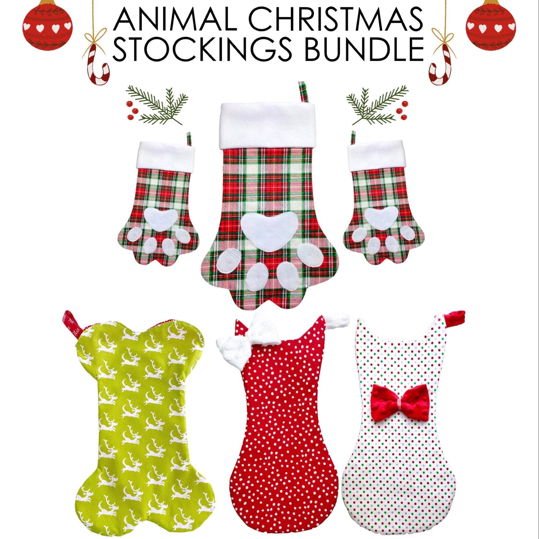 learn to sew pet christmas stocking, animal christmas stockings, dog christmas stocking, cat christmas stocking, paw print stocking sewing pattern, how to sew a cat stocking, how to sew a cat shaped christmas stocking, paw stocking, pdf sewing pattern, sewing for beginners