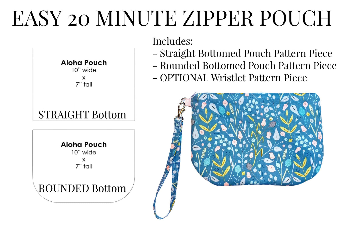 Aloha Zippered Clutch Wristlet Pouch | PDF Sewing Pattern