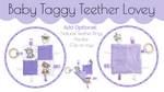 Baby Taggy Teether Lovey Blanket PDF Sewing Pattern and Tutorial Video, Pacifier Holder, Fabric Baby Toy, Fabric Teether, how to sew a diy