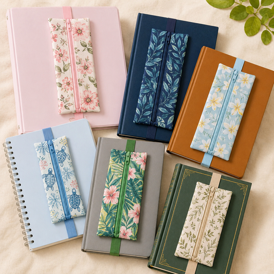 Zippered Pencil Pouch Bookmark with Elastic | Any Size Book or Notebook! | PDF Sewing Pattern