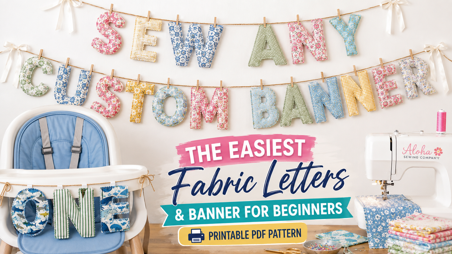 Fabric Letter Bunting Banner PDF Sewing Pattern | Alphabet, Numbers & Shapes | 4 & 6 Inch Sizes