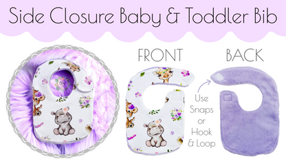 side closing baby and toddler bib PDF sewing pattern by aloha sewing company, diy baby shower gift to make for boys or girls, neutral sewing patterns for infants, newborns