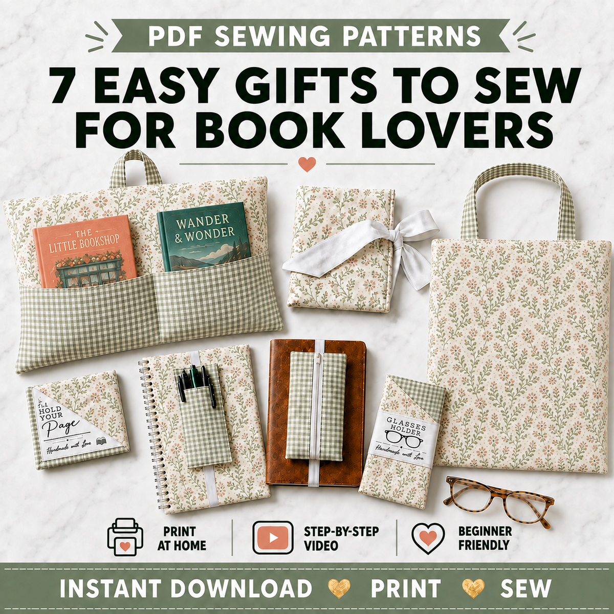 7 Gifts to Sew for Book Lovers | PDF Sewing Pattern Bundle