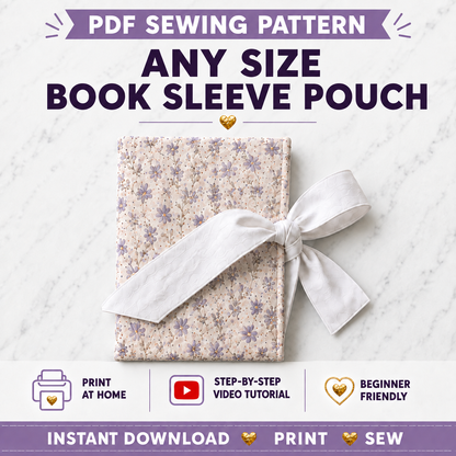 Book Sleeve Pouch with Ties | PDF Sewing Pattern