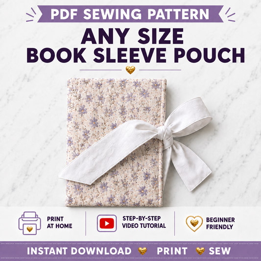 Book Sleeve Pouch with Ties | PDF Sewing Pattern