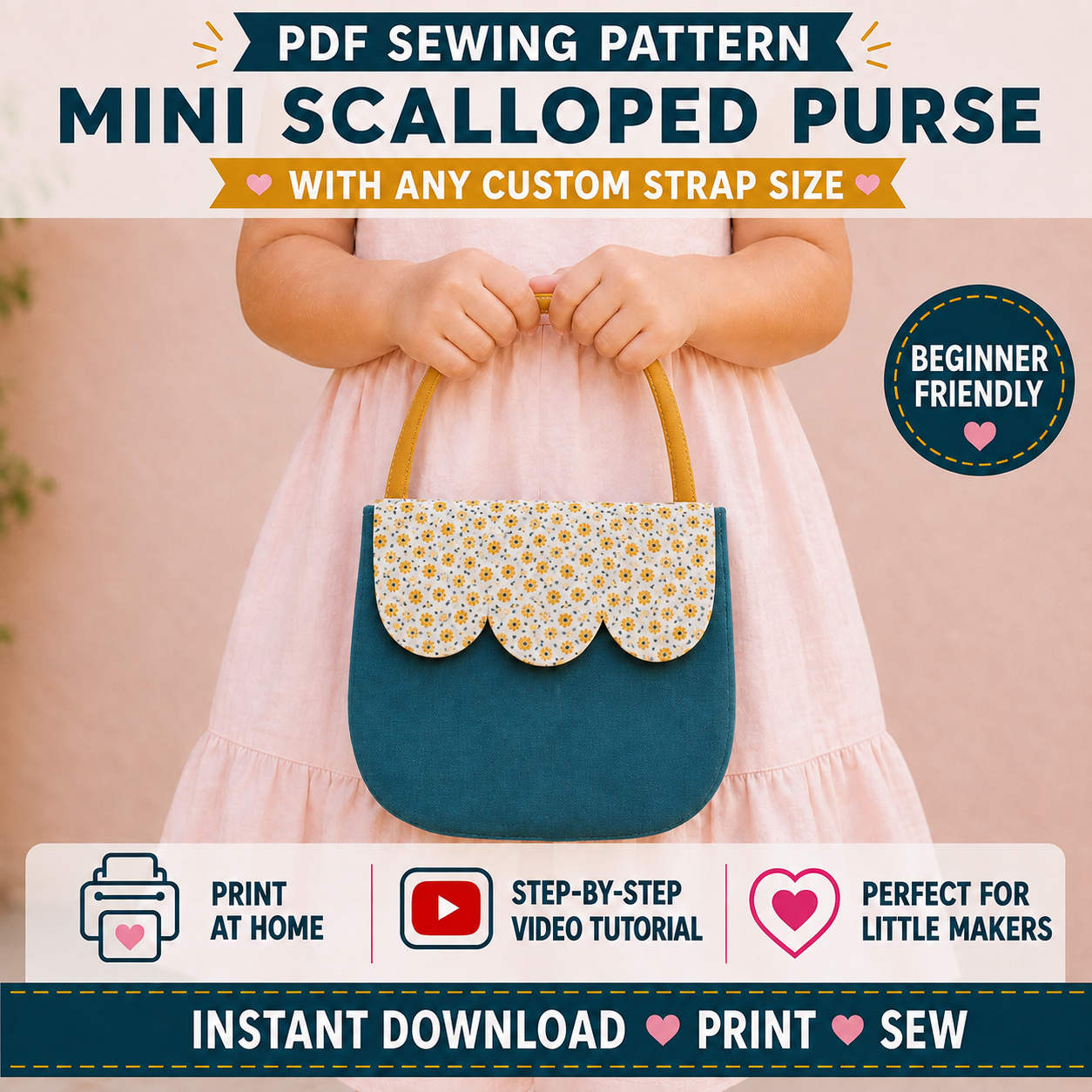 Mini Scalloped Purse (Children's) | PDF Sewing Pattern
