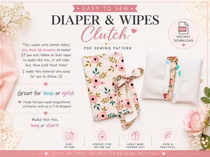 Diapers & Wipes Clutch Holder | PDF Sewing Pattern