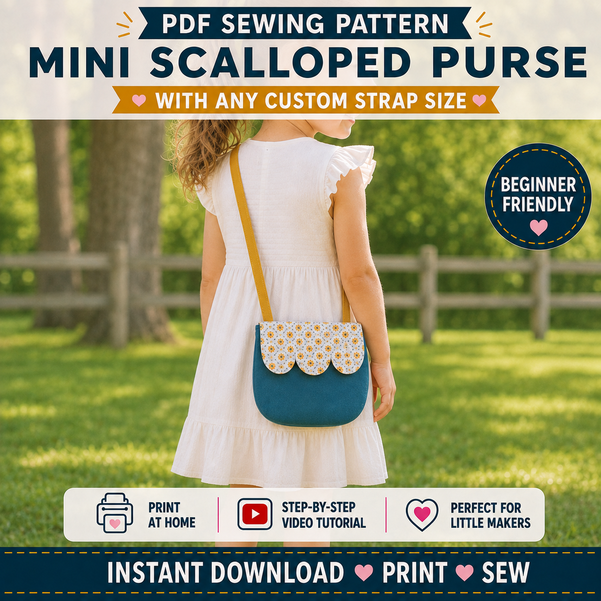 Mini Scalloped Purse (Children's) | PDF Sewing Pattern