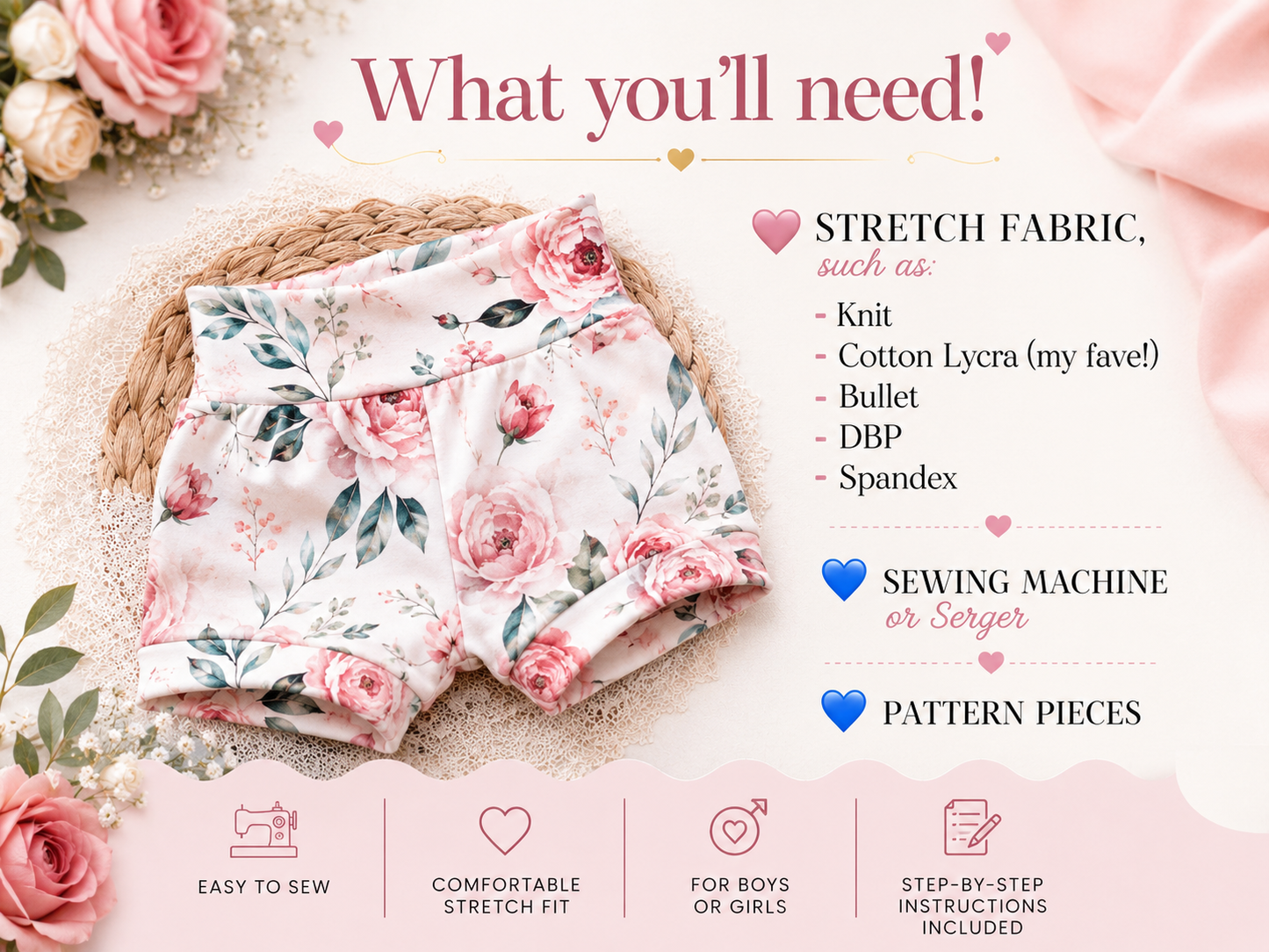 Essential Stretch Knit Bummies Shorts (Baby & Kids) | PDF Sewing Pattern