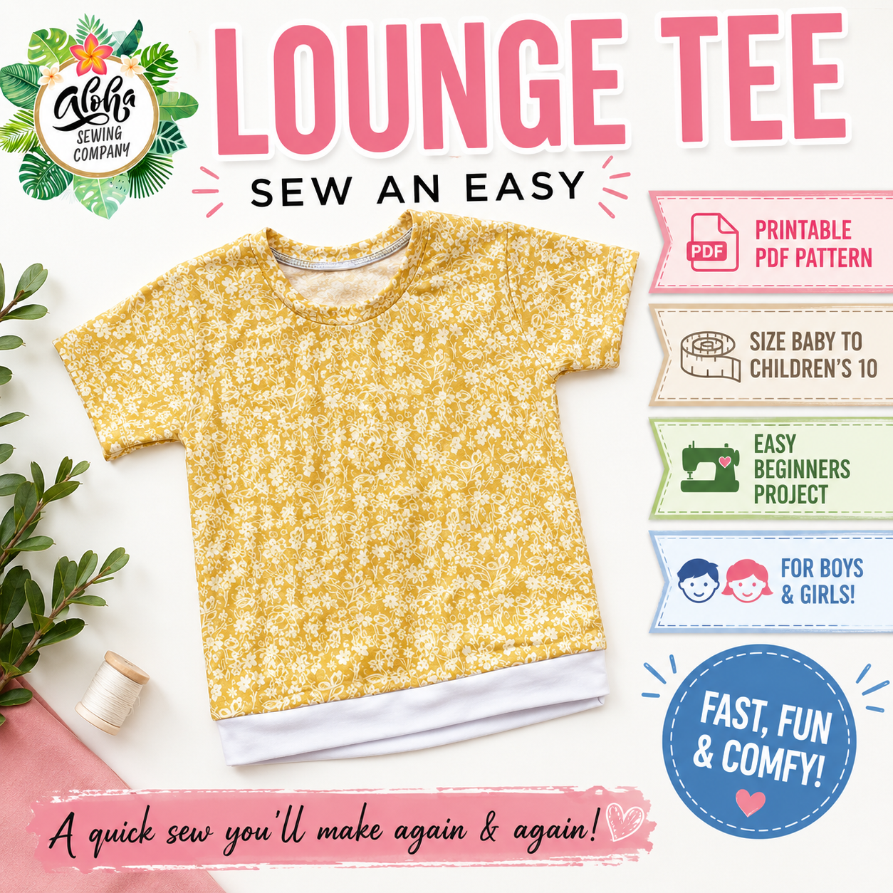 Baby & Kids Lounge Tee Shirt | PDF Sewing Pattern