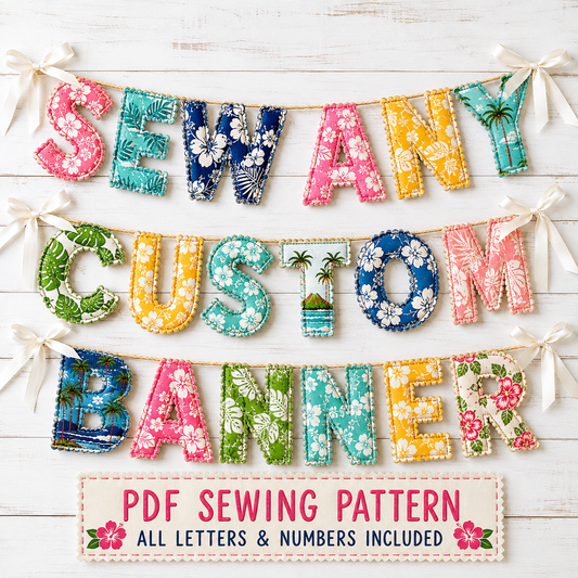 Fabric Letter Bunting Banner PDF Sewing Pattern | Alphabet, Numbers & Shapes | 4 & 6 Inch Sizes
