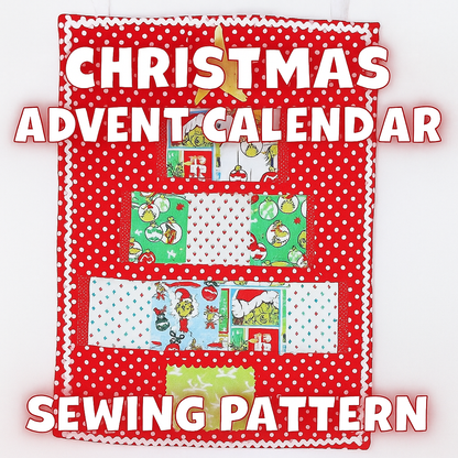 12 Days of Christmas Hanging Fabric Advent Calendar with Pockets
