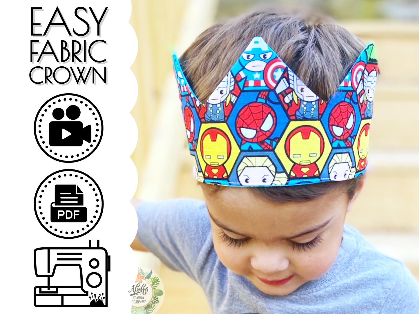 Fabric crown sewing pattern for boys or girls, diy birthday crown, how to sew a king crown