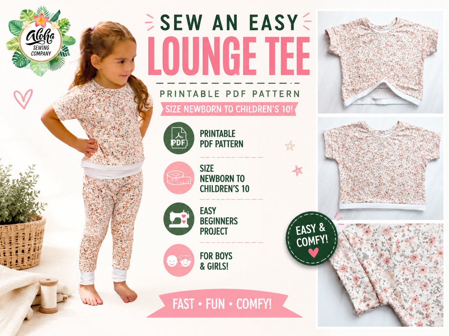 Baby & Kids Lounge Tee Shirt | PDF Sewing Pattern
