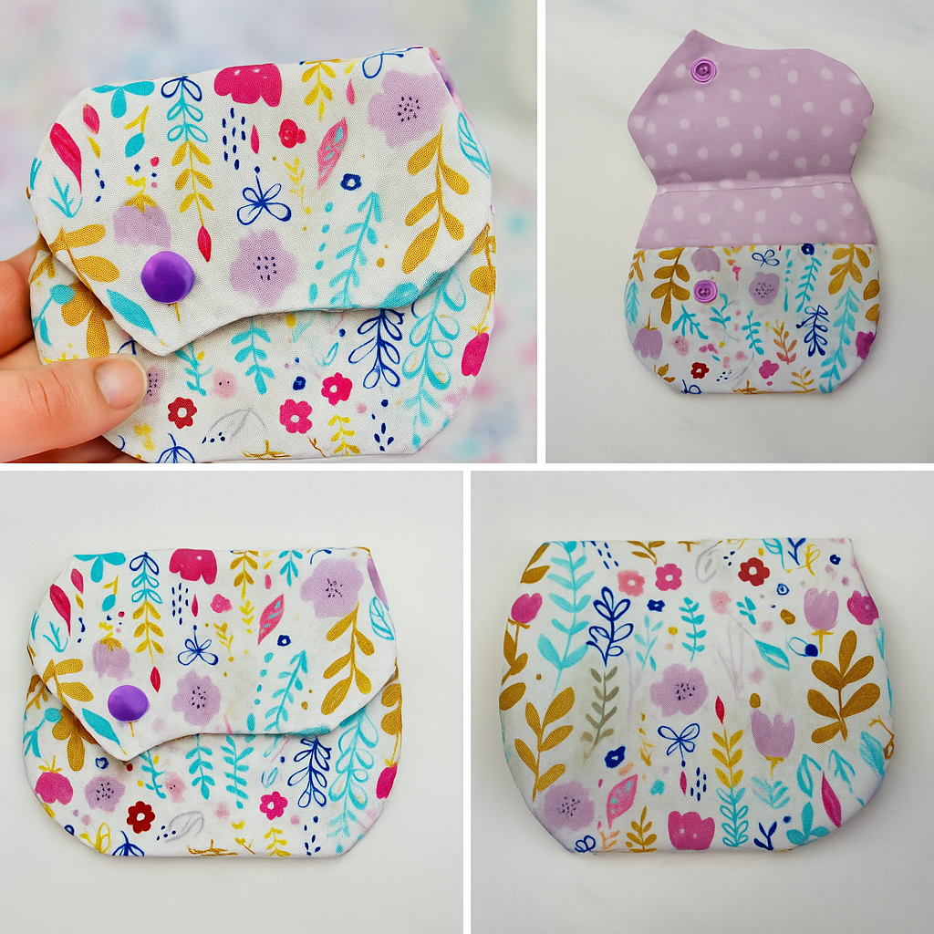Free printable card wallet sewing pattern with easy video tutorial for beginners – perfect for kids or women, made using scrap fabric. Aloha sewing company
