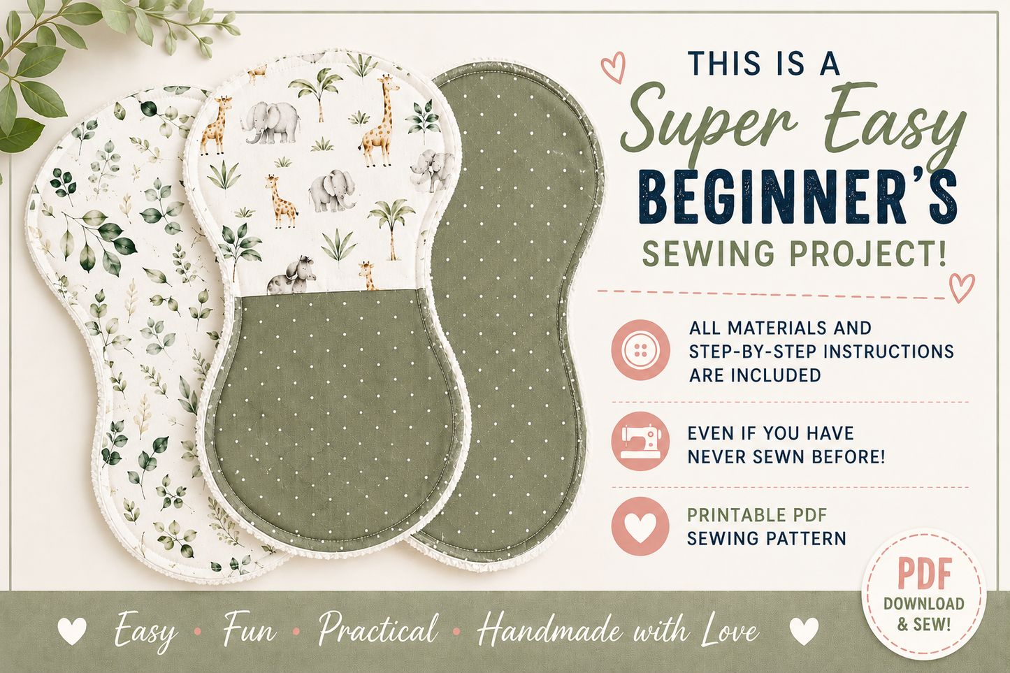 Boutique Baby Burp Cloth | PDF Sewing Pattern