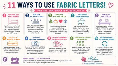 Fabric Letter Bunting Banner PDF Sewing Pattern | Alphabet, Numbers & Shapes | 4 & 6 Inch Sizes
