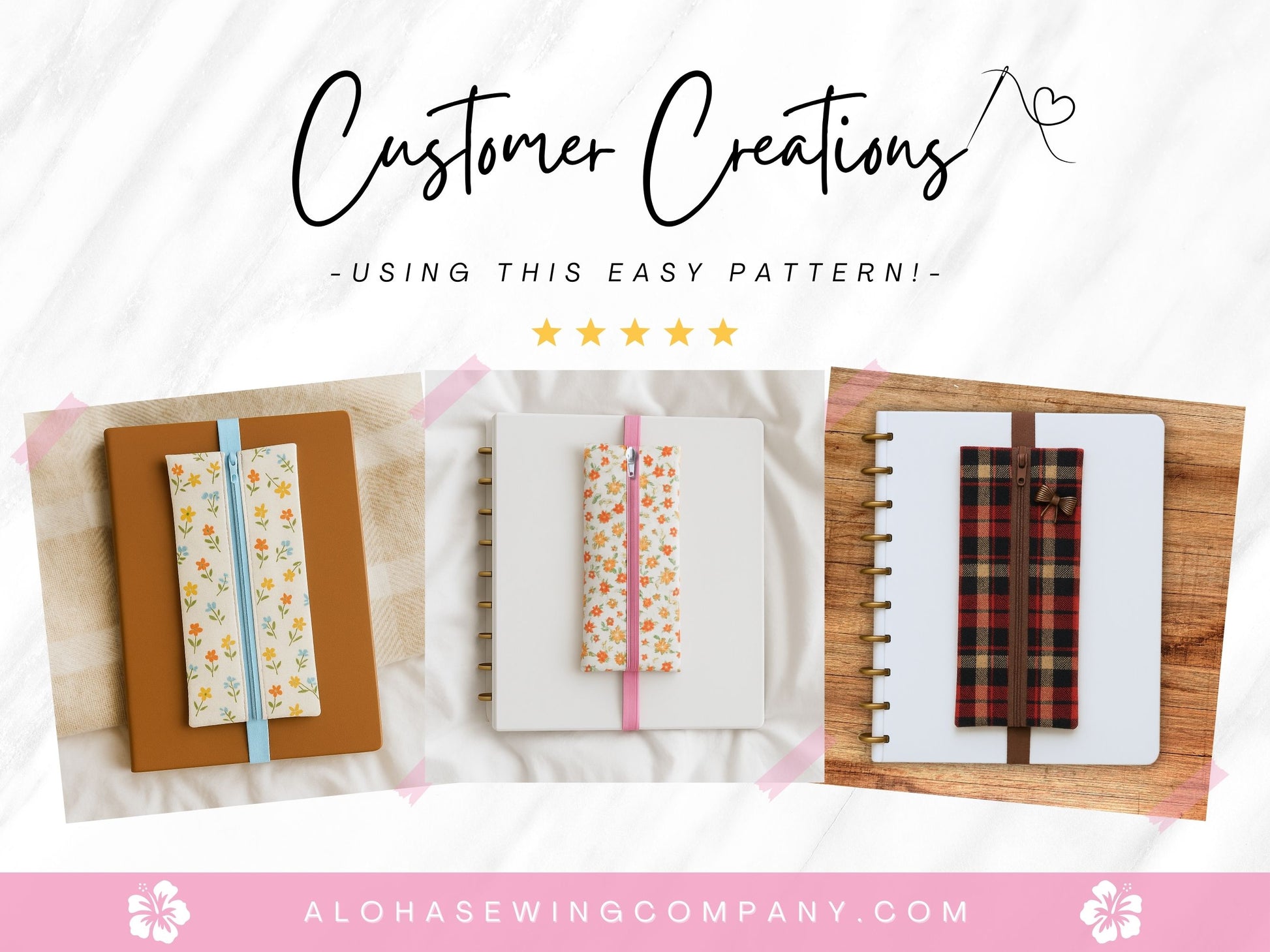 book lovers sewing pattern gift to sew and sell, easy and quick sewing projects, fast gifts to sew, beginner friendly, easy, zipper pencil pouch bookmark with elastic sewing pattern by aloha sewing company
