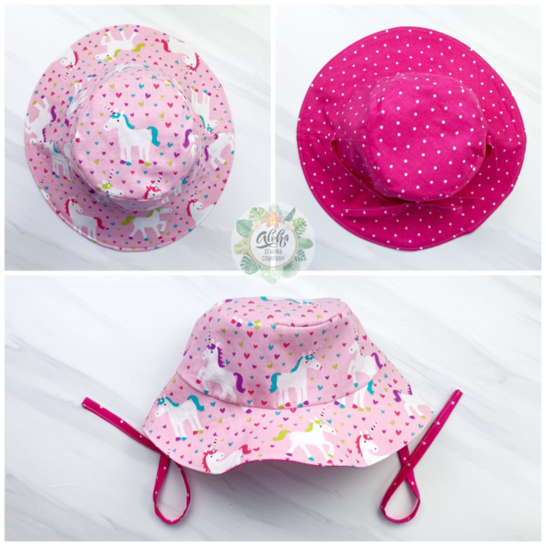 bucket hat sewing pattern, little boy or little girl bucket hat for children, babies, infant, beginner hat sewing tutorial, aloha sewing company