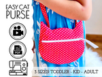 Zippered kitty cat purse pdf sewing pattern tutorial DIY, aloha sewing company, how to sew a cat purse, things to sew for cats