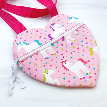 How to sew an easy beginners heart shaped purse or zipper pouch for toddlers girls Valentine’s Day sewing projects by aloha sewing company