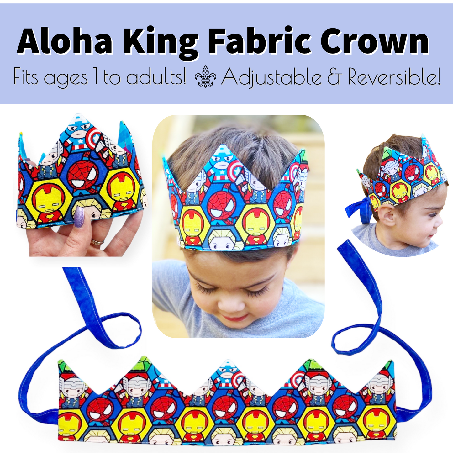 Fabric crown sewing pattern for boys or girls, diy birthday crown, how to sew a king crown