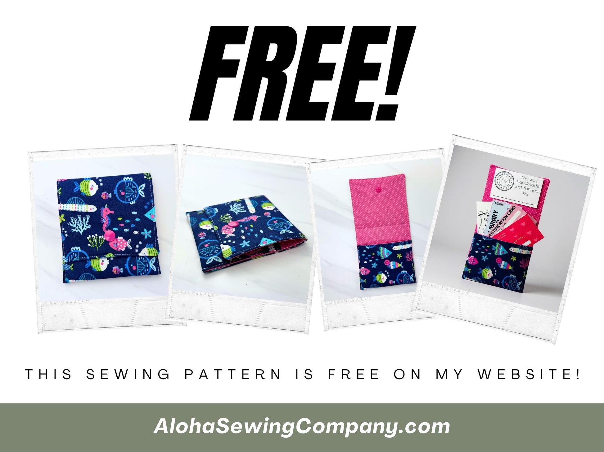 FREE Wallet Sewing Pattern, Fabric wallet sewing pattern for boys and girls, how to sew a wallet, how to sew a wallet for credit cards and drivers license, easy beginners sewing project, gifts to sew for kids and teens, fast and easy sewing projects for beginners, DIY Wallet, cutting and stitching, aloha sewing company