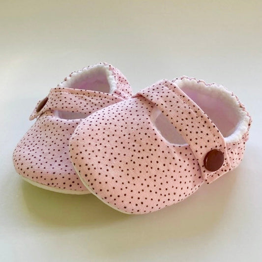 Fabric Mary Jane Shoes with Snaps Sewing Pattern PDF by Aloha Sewing Company, pink baby shoes for newborn girls, toddlers, toddler girl shoes sewing pattern for beginners, aloha sewing company