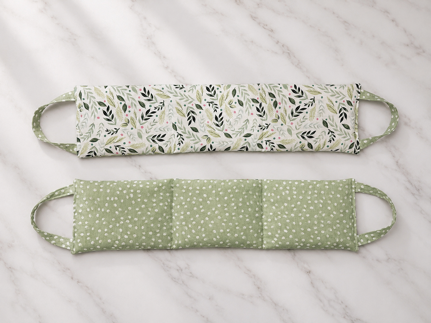 Neck and shoulder hot and cold wrap PDF sewing pattern includes printable product care cards and handmade gift tags for gifting or selling.