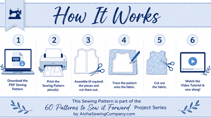 Printable PDF sewing pattern with instant download, print-at-home pattern pieces, written instructions, and step-by-step video tutorial.
