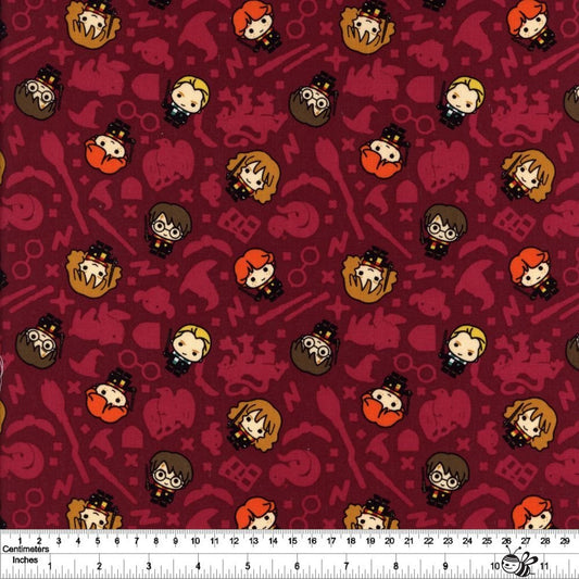 Harry Potter Burgundy Wizards | 100% Cotton Fabric